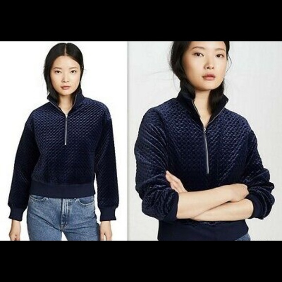 Club Monaco Tops - NWT Club Monaco Navy velour quarter zip sweatshirt